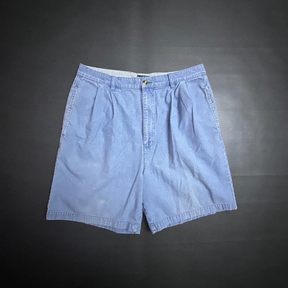 Vintage Tommy Hilfiger Shorts Mens 35 Blue Chambray Baggy Lightweight 90s 00s